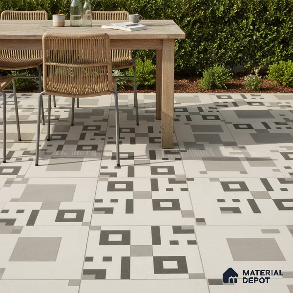 Parking Floor Tile TL 03385 G Tetris Grey 16 x 16 inch Matte Finish Anti Slip Vitrified Tile - 12 mm | Pattern Alignment May Vary | 2-3 mm Spacer is Mandatory (Sample)