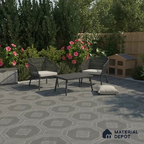TL 03386 D Myst Grey 400 x 400 mm Matte Finish Anti Slip Vitrified Parking Floor Tile - 12 mm | Pattern Alignment May Vary | 2-3 mm Spacer is Mandatory