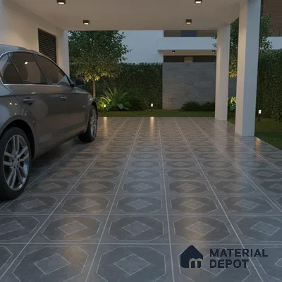 TL 03386 D Myst Grey 400 x 400 mm Matte Finish Anti Slip Vitrified Parking Floor Tile - 12 mm | Pattern Alignment May Vary | 2-3 mm Spacer is Mandatory (Sample)
