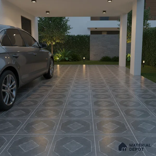 TL 03386 D Myst Grey 400 x 400 mm Matte Finish Anti Slip Vitrified Parking Floor Tile - 12 mm | Pattern Alignment May Vary | 2-3 mm Spacer is Mandatory (Sample)