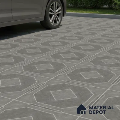 TL 03386 D Myst Grey 400 x 400 mm Matte Finish Anti Slip Vitrified Parking Floor Tile - 12 mm | Pattern Alignment May Vary | 2-3 mm Spacer is Mandatory (Sample)