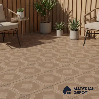 TL 03386 E Myst Oyester 400 x 400 mm Matte Finish Anti Slip Vitrified Parking Floor Tile - 12 mm | Pattern Alignment May Vary | 2-3 mm Spacer is Mandatory