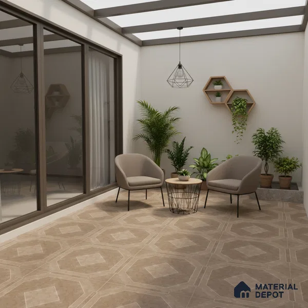 TL 03386 E Myst Oyester 400 x 400 mm Matte Finish Anti Slip Vitrified Parking Floor Tile - 12 mm | Pattern Alignment May Vary | 2-3 mm Spacer is Mandatory