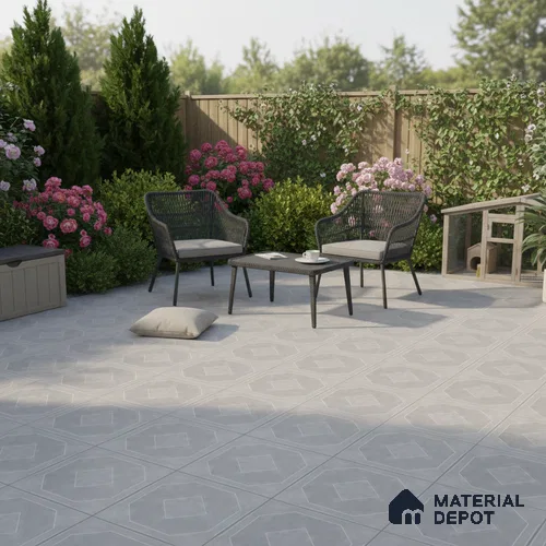 TL 03386 H Myst Silver 400 x 400 mm Matte Finish Anti Slip Vitrified Parking Floor Tile - 12 mm | Pattern Alignment May Vary | 2-3 mm Spacer is Mandatory