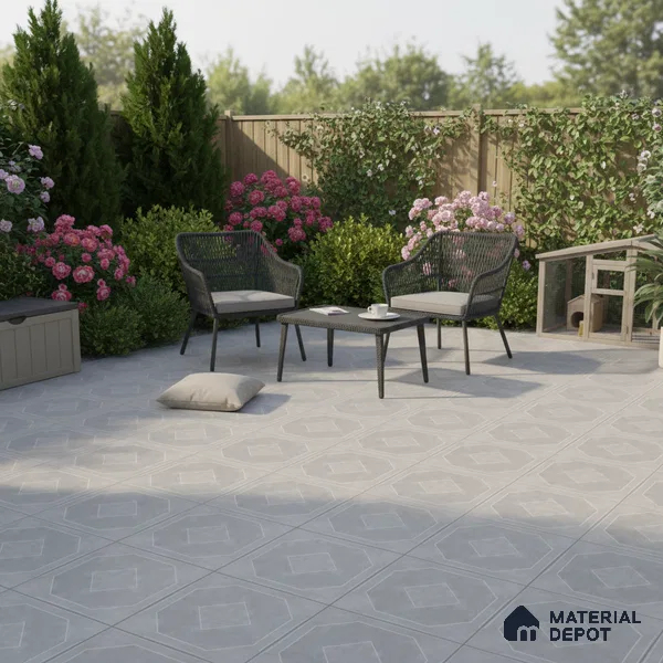 TL 03386 H Myst Silver 400 x 400 mm Matte Finish Anti Slip Vitrified Parking Floor Tile - 12 mm | Pattern Alignment May Vary | 2-3 mm Spacer is Mandatory (Sample)
