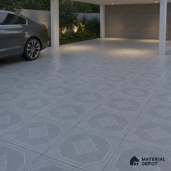 TL 03386 H Myst Silver 400 x 400 mm Matte Finish Anti Slip Vitrified Parking Floor Tile - 12 mm | Pattern Alignment May Vary | 2-3 mm Spacer is Mandatory (Sample)