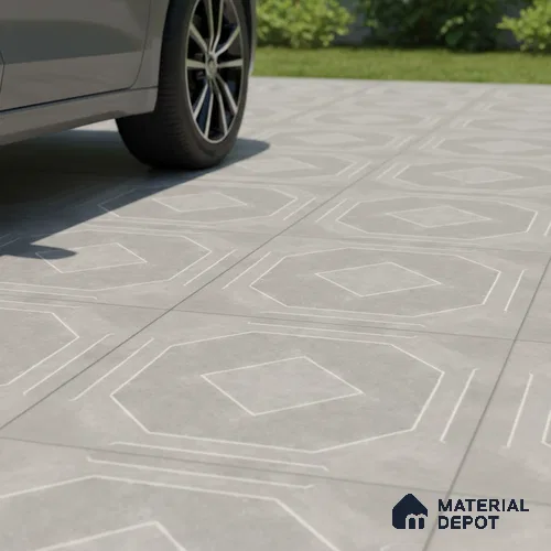 TL 03386 H Myst Silver 400 x 400 mm Matte Finish Anti Slip Vitrified Parking Floor Tile - 12 mm | Pattern Alignment May Vary | 2-3 mm Spacer is Mandatory