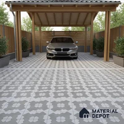Parking Floor Tile TL 03387 B Puzzle Beige 16 x 16 inch Matte Finish Anti Slip Vitrified Tile - 12 mm | Pattern Alignment May Vary | 2-3 mm Spacer is Mandatory