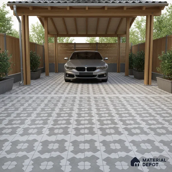 Parking Floor Tile TL 03387 B Puzzle Beige 16 x 16 inch Matte Finish Anti Slip Vitrified Tile - 12 mm | Pattern Alignment May Vary | 2-3 mm Spacer is Mandatory