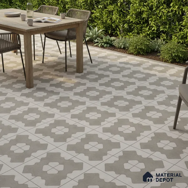 Parking Floor Tile TL 03387 B Puzzle Beige 16 x 16 inch Matte Finish Anti Slip Vitrified Tile - 12 mm | Pattern Alignment May Vary | 2-3 mm Spacer is Mandatory