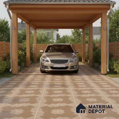 Parking Floor Tile TL 03387 C Puzzle Brown 16 x 16 inch Matte Finish Anti Slip Vitrified Tile - 12 mm | Pattern Alignment May Vary | 2-3 mm Spacer is Mandatory