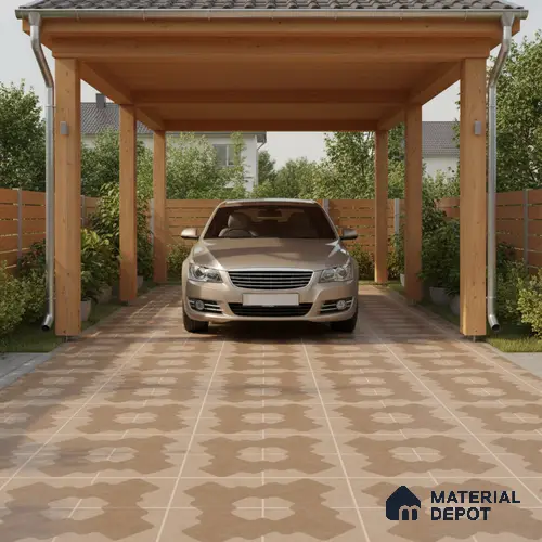Parking Floor Tile TL 03387 C Puzzle Brown 16 x 16 inch Matte Finish Anti Slip Vitrified Tile - 12 mm | Pattern Alignment May Vary | 2-3 mm Spacer is Mandatory