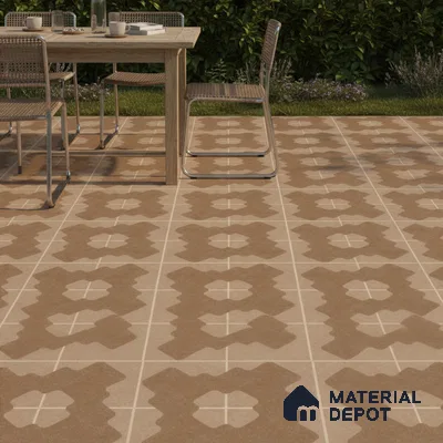 Parking Floor Tile TL 03387 C Puzzle Brown 16 x 16 inch Matte Finish Anti Slip Vitrified Tile - 12 mm | Pattern Alignment May Vary | 2-3 mm Spacer is Mandatory