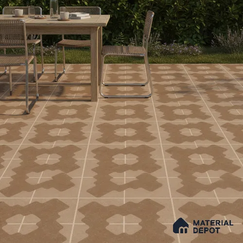 Parking Floor Tile TL 03387 C Puzzle Brown 16 x 16 inch Matte Finish Anti Slip Vitrified Tile - 12 mm | Pattern Alignment May Vary | 2-3 mm Spacer is Mandatory