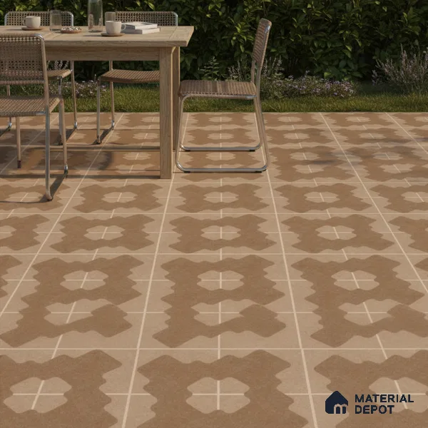Parking Floor Tile TL 03387 C Puzzle Brown 16 x 16 inch Matte Finish Anti Slip Vitrified Tile - 12 mm | Pattern Alignment May Vary | 2-3 mm Spacer is Mandatory