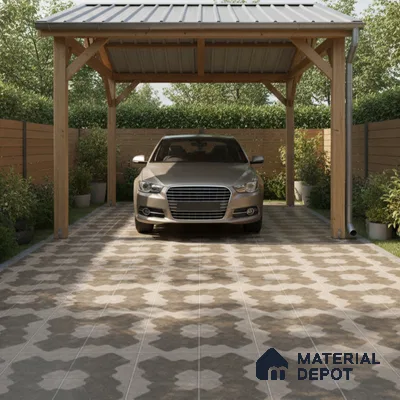 Parking Floor Tile TL 03387 F Puzzle Forest 16 x 16 inch Matte Finish Anti Slip Vitrified Tile - 12 mm | Pattern Alignment May Vary | 2-3 mm Spacer is Mandatory