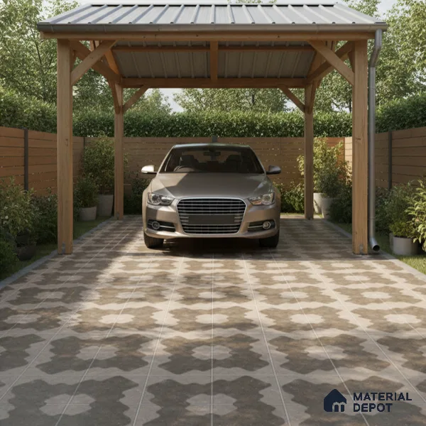 Parking Floor Tile TL 03387 F Puzzle Forest 16 x 16 inch Matte Finish Anti Slip Vitrified Tile - 12 mm | Pattern Alignment May Vary | 2-3 mm Spacer is Mandatory