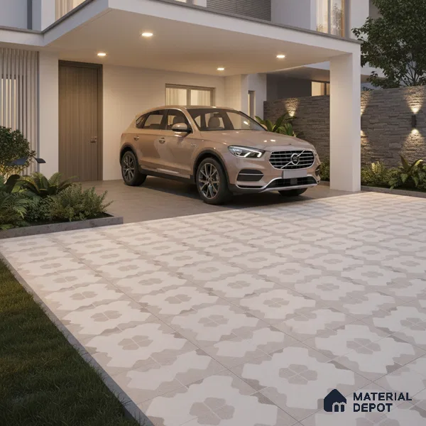 TL 03387 H Puzzle Ivory 400 x 400 mm Matte Finish Anti Slip Vitrified Parking Floor Tile - 12 mm | Pattern Alignment May Vary | 2-3 mm Spacer is Mandatory (Sample)