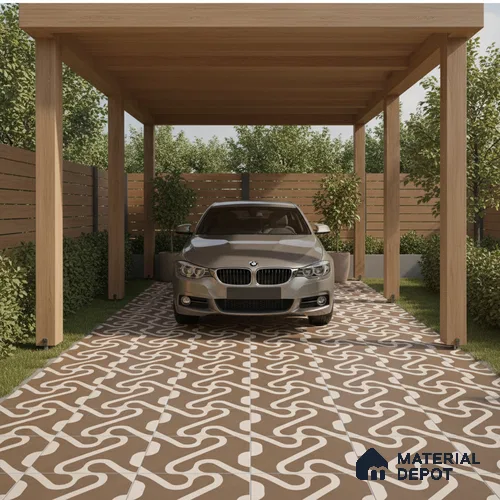 Parking Floor Tile TL 03388 C Limbo Brown 16 x 16 inch Matte Finish Anti Slip Vitrified Tile - 12 mm | Pattern Alignment May Vary | 2-3 mm Spacer is Mandatory