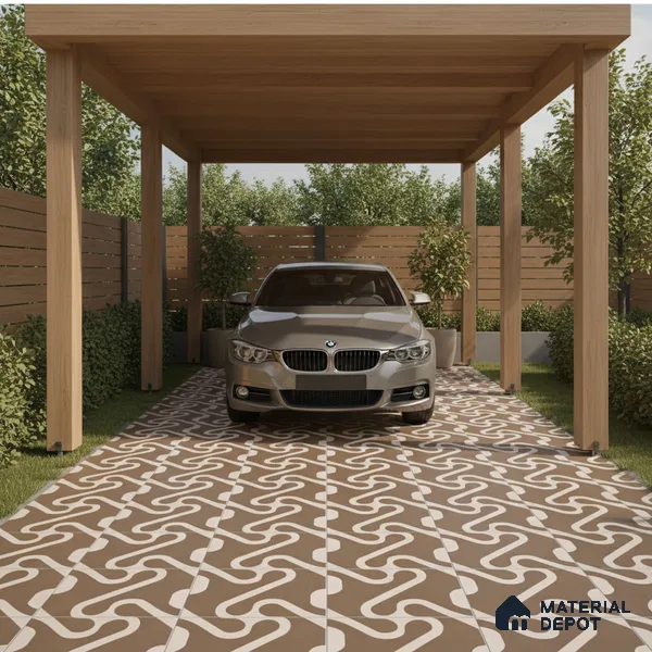 Parking Floor Tile TL 03388 C Limbo Brown 16 x 16 inch Matte Finish Anti Slip Vitrified Tile - 12 mm | Pattern Alignment May Vary | 2-3 mm Spacer is Mandatory (Sample)