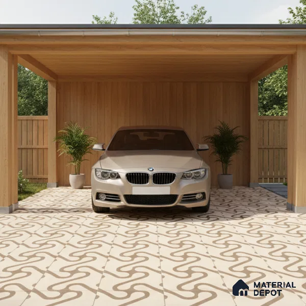 Parking Floor Tile TL 03388 D Limbo Crema 16 x 16 inch Matte Finish Anti Slip Vitrified Tile - 12 mm | Pattern Alignment May Vary | 2-3 mm Spacer is Mandatory