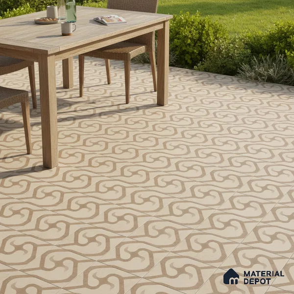 Parking Floor Tile TL 03388 D Limbo Crema 16 x 16 inch Matte Finish Anti Slip Vitrified Tile - 12 mm | Pattern Alignment May Vary | 2-3 mm Spacer is Mandatory
