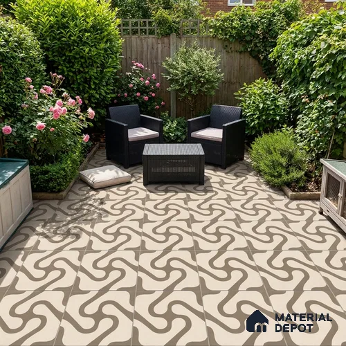 TL 03388 E Limbo Camel 400 x 400 mm Matte Finish Anti Slip Vitrified Parking Floor Tile - 12 mm | Pattern Alignment May Vary | 2-3 mm Spacer is Mandatory