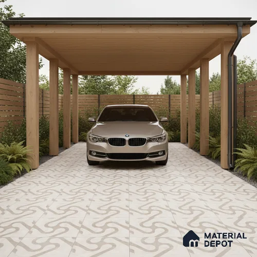 Parking Floor Tile TL 03388 F Limbo Coal 16 x 16 inch Matte Finish Anti Slip Vitrified Tile - 12 mm | Pattern Alignment May Vary | 2-3 mm Spacer is Mandatory