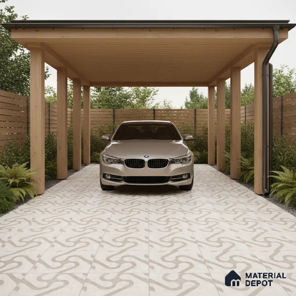 Parking Floor Tile TL 03388 F Limbo Coal 16 x 16 inch Matte Finish Anti Slip Vitrified Tile - 12 mm | Pattern Alignment May Vary | 2-3 mm Spacer is Mandatory