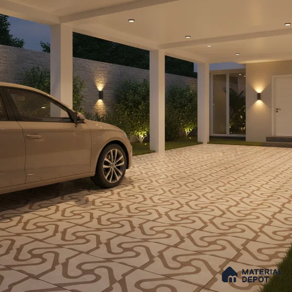 TL 03388 G Limbo Forest 400 x 400 mm Matte Finish Anti Slip Vitrified Parking Floor Tile - 12 mm | Pattern Alignment May Vary | 2-3 mm Spacer is Mandatory