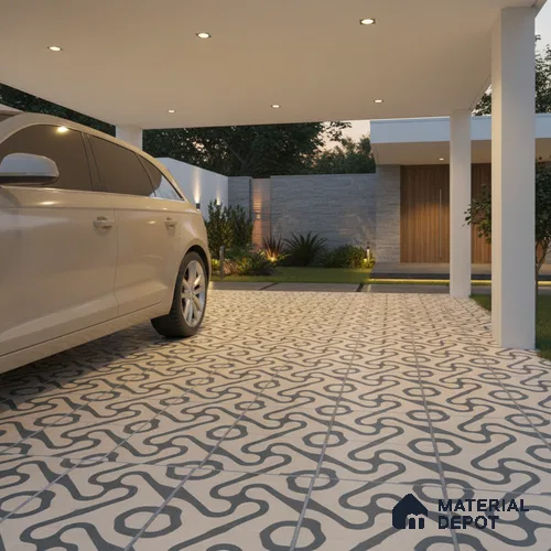 TL 03388 I Limbo Ivory 400 x 400 mm Matte Finish Anti Slip Vitrified Parking Floor Tile - 12 mm | Pattern Alignment May Vary | 2-3 mm Spacer is Mandatory