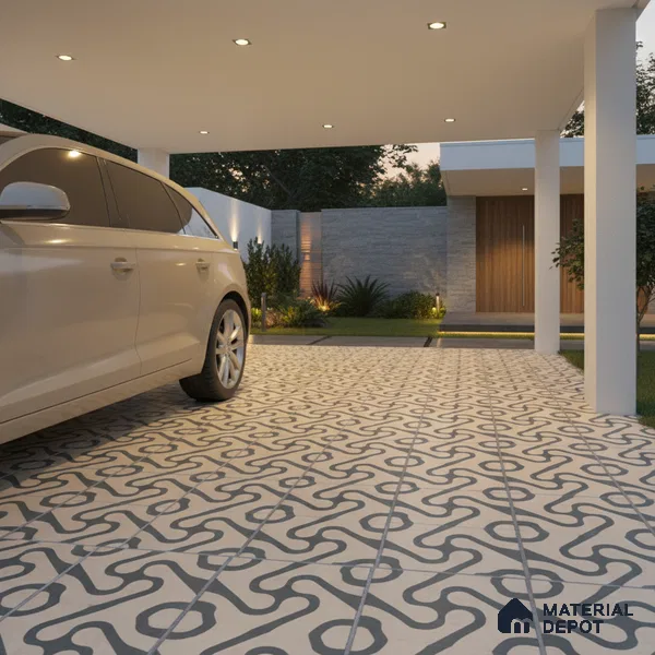 TL 03388 I Limbo Ivory 400 x 400 mm Matte Finish Anti Slip Vitrified Parking Floor Tile - 12 mm | Pattern Alignment May Vary | 2-3 mm Spacer is Mandatory (Sample)