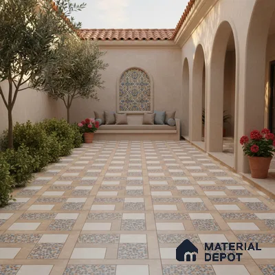 Parking Floor Tile TL 03389 B Enigma Beige 16 x 16 inch Matte Finish Anti Slip Vitrified Tile - 12 mm | Pattern Alignment May Vary | 2-3 mm Spacer is Mandatory