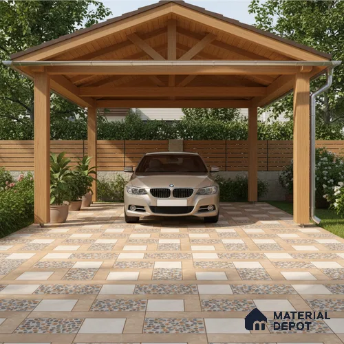Parking Floor Tile TL 03389 B Enigma Beige 16 x 16 inch Matte Finish Anti Slip Vitrified Tile - 12 mm | Pattern Alignment May Vary | 2-3 mm Spacer is Mandatory