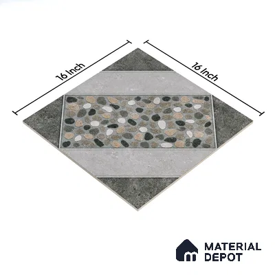 Parking Floor Tile TL 03389 A Enigma Grey 16 x 16 inch Anti Slip Matte Finish Heavy Duty Vitrified Tile - 12 mm | Suitable For Garage, Driveway, Terrace | Pattern Alignment May Vary | 2-3 mm Spacer is Mandatory