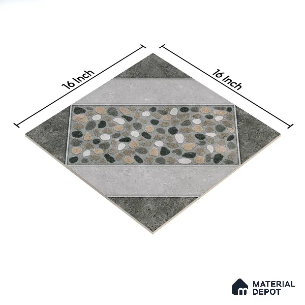 Parking Floor Tile TL 03389 A Enigma Grey 16 x 16 inch Anti Slip Matte Finish Heavy Duty Vitrified Tile - 12 mm | Suitable For Garage, Driveway, Terrace | Pattern Alignment May Vary | 2-3 mm Spacer is Mandatory