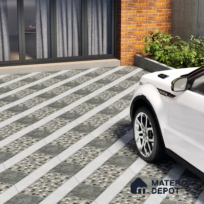 Parking Floor Tile TL 03389 A Enigma Grey 16 x 16 inch Anti Slip Matte Finish Heavy Duty Vitrified Tile - 12 mm | Suitable For Garage, Driveway, Terrace | Pattern Alignment May Vary | 2-3 mm Spacer is Mandatory