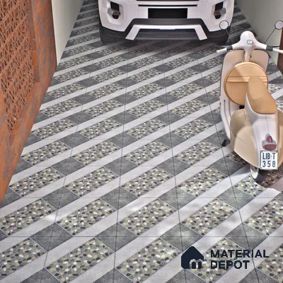 Parking Floor Tile TL 03389 A Enigma Grey 16 x 16 inch Anti Slip Matte Finish Heavy Duty Vitrified Tile - 12 mm | Suitable For Garage, Driveway, Terrace | Pattern Alignment May Vary | 2-3 mm Spacer is Mandatory