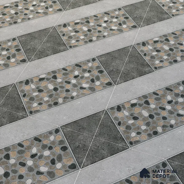 Parking Floor Tile TL 03389 A Enigma Grey 16 x 16 inch Anti Slip Matte Finish Heavy Duty Vitrified Tile - 12 mm | Suitable For Garage, Driveway, Terrace | Pattern Alignment May Vary | 2-3 mm Spacer is Mandatory