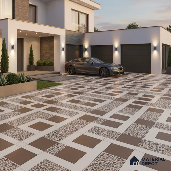 TL 03389 G Enigma Umber 400 x 400 mm Matte Finish Anti Slip Vitrified Parking Floor Tile - 12 mm | Pattern Alignment May Vary | 2-3 mm Spacer is Mandatory