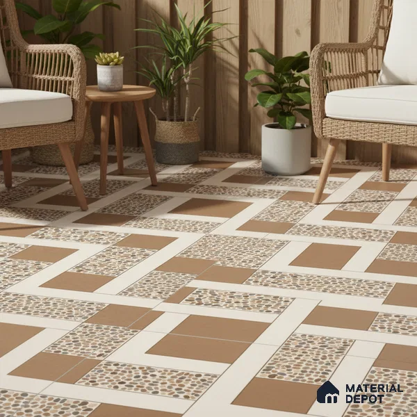 TL 03389 G Enigma Umber 400 x 400 mm Matte Finish Anti Slip Vitrified Parking Floor Tile - 12 mm | Pattern Alignment May Vary | 2-3 mm Spacer is Mandatory