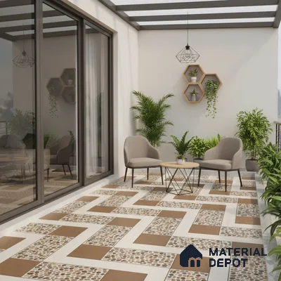 TL 03389 G Enigma Umber 400 x 400 mm Matte Finish Anti Slip Vitrified Parking Floor Tile - 12 mm | Pattern Alignment May Vary | 2-3 mm Spacer is Mandatory