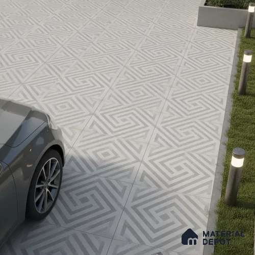 TL 03390 C Crossword Off Grey 400 x 400 mm Matte Finish Anti Slip Vitrified Parking Floor Tile - 12 mm | Pattern Alignment May Vary | 2-3 mm Spacer is Mandatory