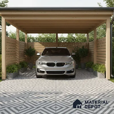 Parking Floor Tile TL 03390 E Crossword Iron 16 x 16 inch Matte Finish Anti Slip Vitrified Tile - 12 mm | Pattern Alignment May Vary | 2-3 mm Spacer is Mandatory (Sample)