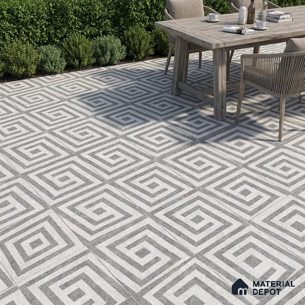 Parking Floor Tile TL 03390 E Crossword Iron 16 x 16 inch Matte Finish Anti Slip Vitrified Tile - 12 mm | Pattern Alignment May Vary | 2-3 mm Spacer is Mandatory (Sample)