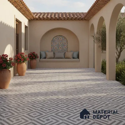 Parking Floor Tile TL 03390 E Crossword Iron 16 x 16 inch Matte Finish Anti Slip Vitrified Tile - 12 mm | Pattern Alignment May Vary | 2-3 mm Spacer is Mandatory (Sample)
