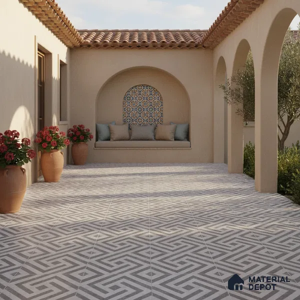 Parking Floor Tile TL 03390 E Crossword Iron 16 x 16 inch Matte Finish Anti Slip Vitrified Tile - 12 mm | Pattern Alignment May Vary | 2-3 mm Spacer is Mandatory (Sample)