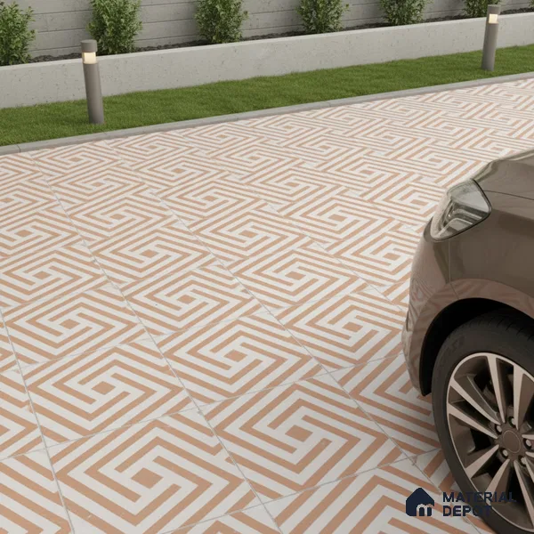 TL 03390 G Crossword Fawn 400 x 400 mm Matte Finish Anti Slip Vitrified Parking Floor Tile - 12 mm | Pattern Alignment May Vary | 2-3 mm Spacer is Mandatory