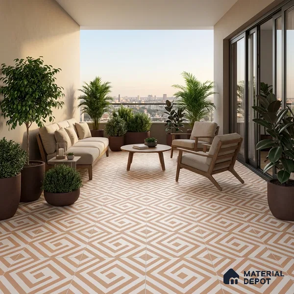 TL 03390 G Crossword Fawn 400 x 400 mm Matte Finish Anti Slip Vitrified Parking Floor Tile - 12 mm | Pattern Alignment May Vary | 2-3 mm Spacer is Mandatory