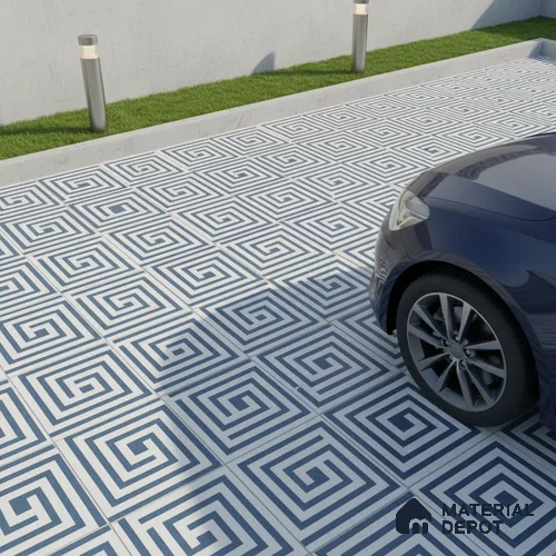 TL 03390 I Crossword Ocean 400 x 400 mm Matte Finish Anti Slip Vitrified Parking Floor Tile - 12 mm | Pattern Alignment May Vary | 2-3 mm Spacer is Mandatory